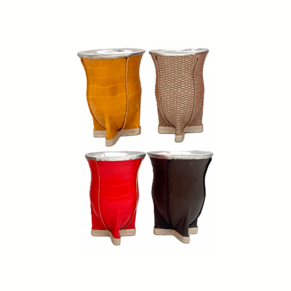 Cuia casco grosso porongo revestida em couro (cores sortidas)