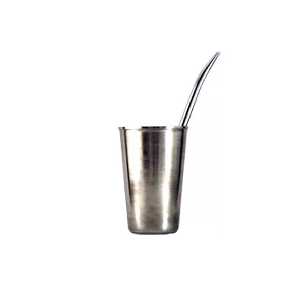 Kit copo inox e bomba lisa para tereré