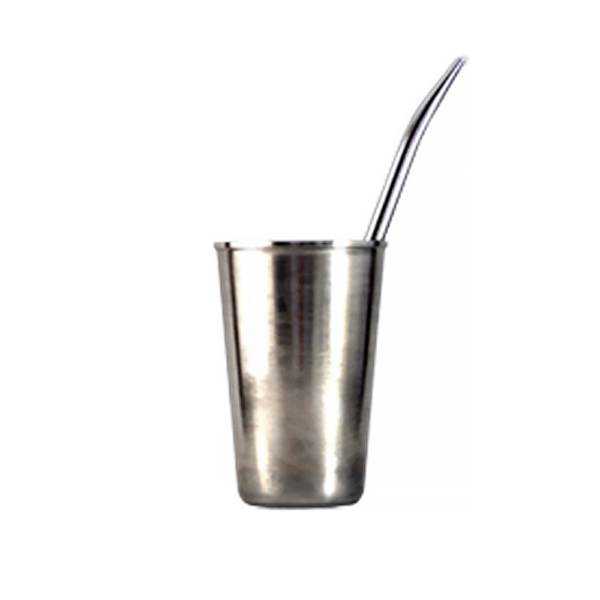 Kit copo grande inox e bomba lisa para tereré