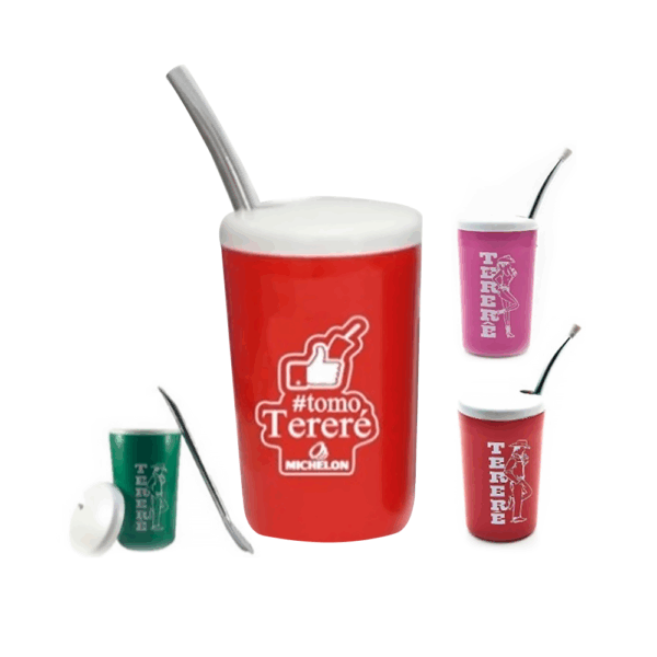Copo color com bomba lisa para tereré