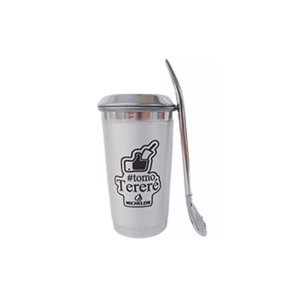 Cuia alumínio com bomba lisa para tereré