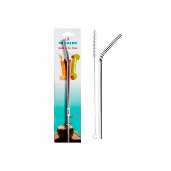 Canudo inox com escovinha