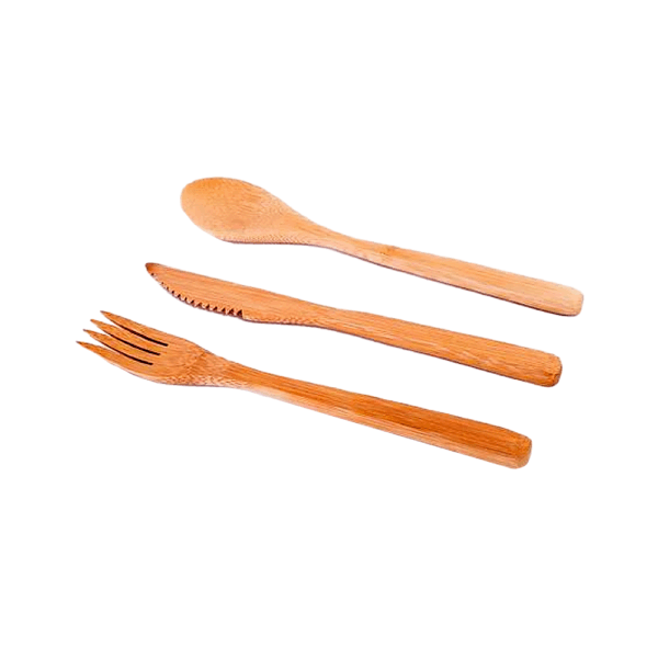 Kit talheres em bambu - 3 peças